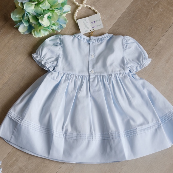 Smocked Dress Blue size 6 Months Embroidery Feltman Brothers NWT SPRING - Picture 3 of 5